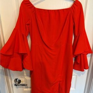 Venus Orange Off-Shoulder Dress